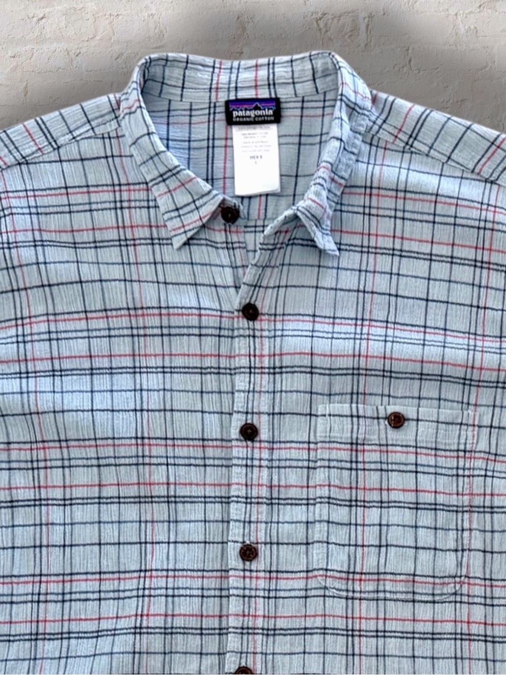 Patagonia Organic Cotton Plaid Casual Button Up Shirt Men’s Large Blue